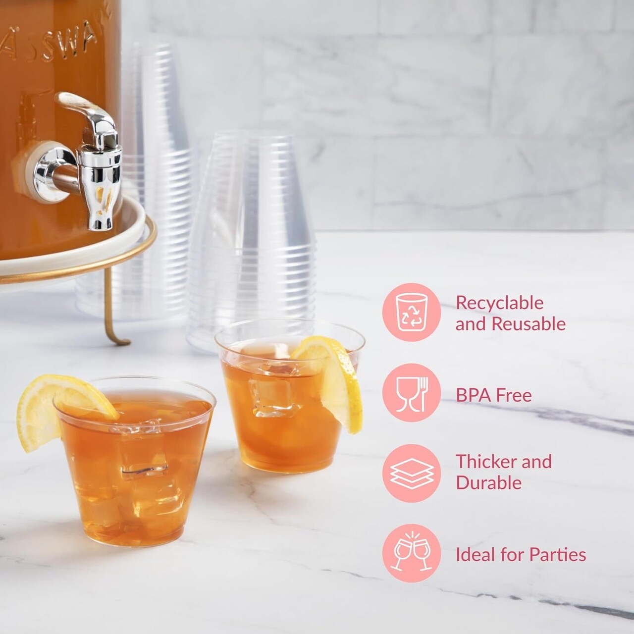 Edge Collections -5 oz-Clear-Durable Disposable Clear Plastic Cocktail and Wine Cups